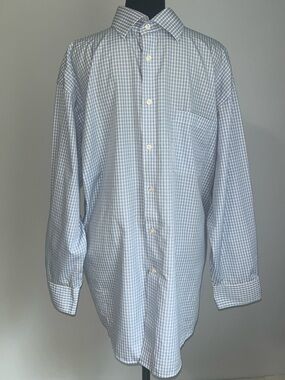 Joseph Abboud Light Blue and White Checked Dress Shirt